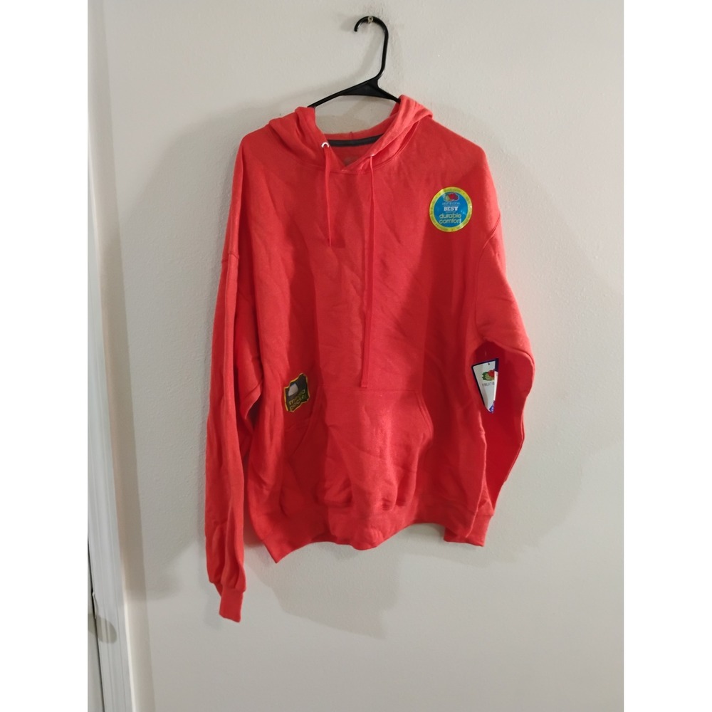 Fruit of the Loom Best Durable Comfort Hoodie Red Fleece Pullover XL NWT